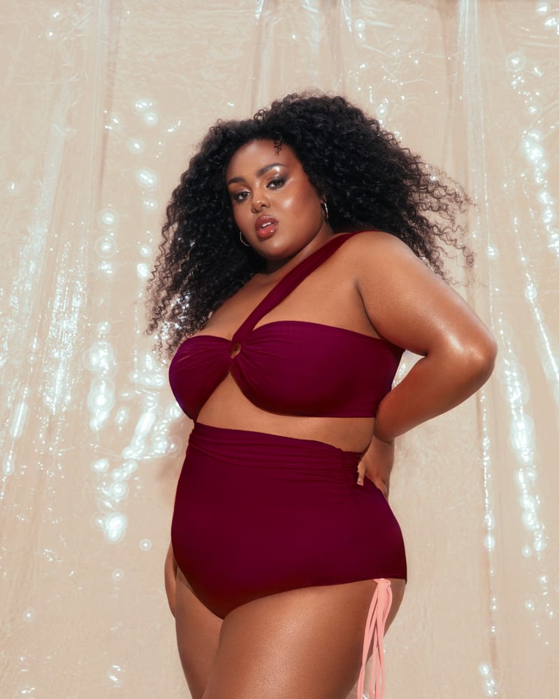 Maroon high waisted bikini bottoms deals